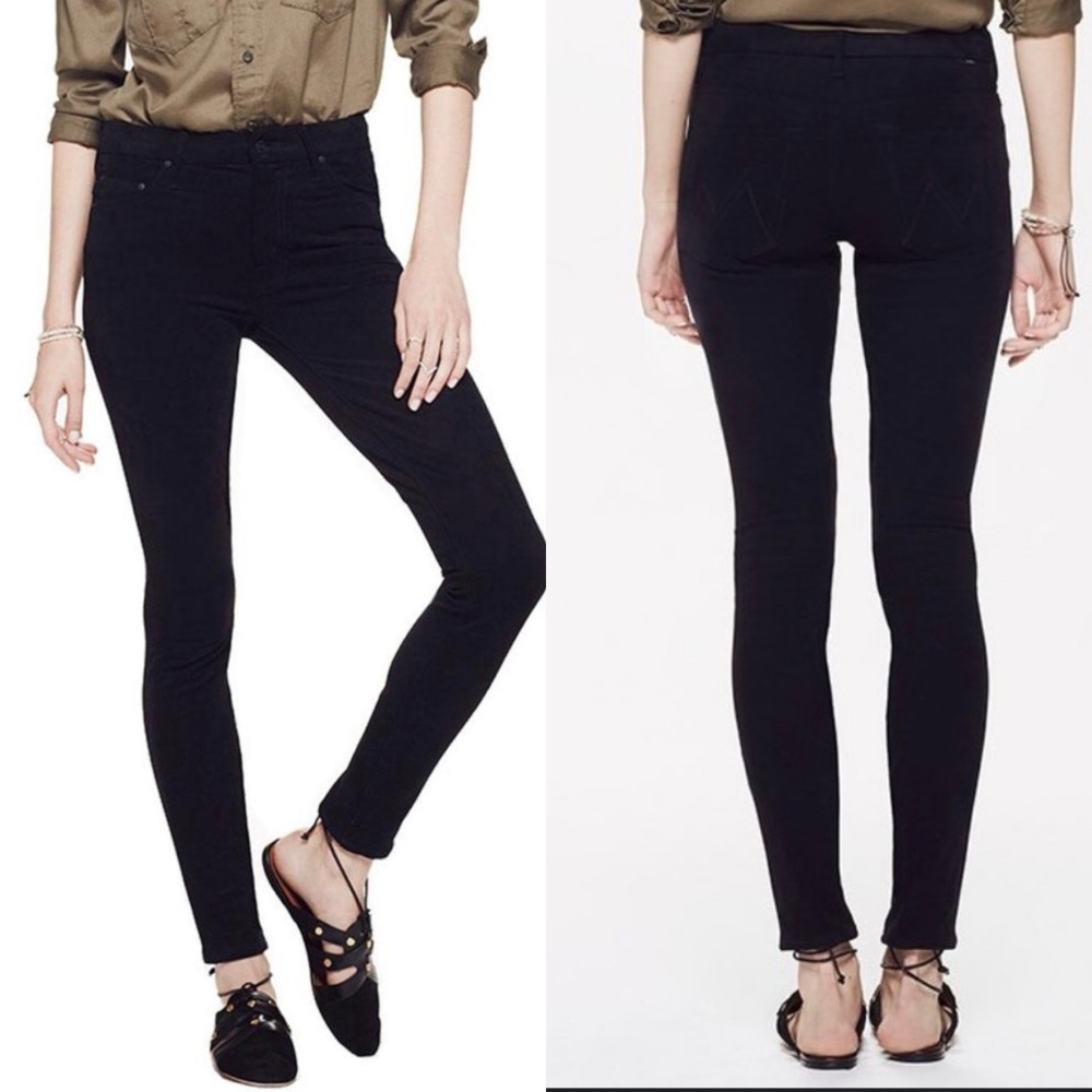Mother High Waisted Looker in Tricks Of The Trade Black Faux Suede -  28